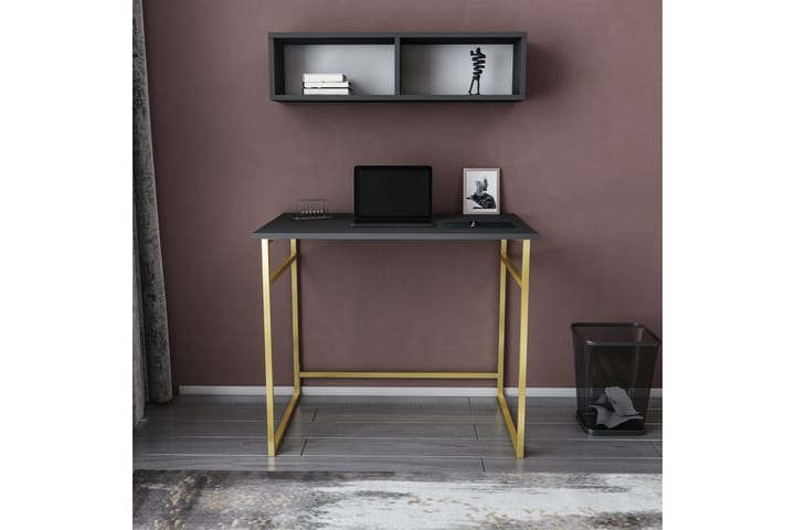 Kirjoituspöytä Yepan 60x75x90 cm - Kulta/Antrasiitti - Kirjoituspöytä - Tietokonepöytä