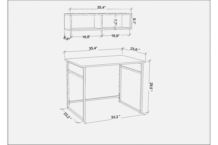 Kirjoituspöytä Yepan 60x75x90 cm - Musta/Valkoinen - Tietokonepöytä
 - Kirjoituspöytä