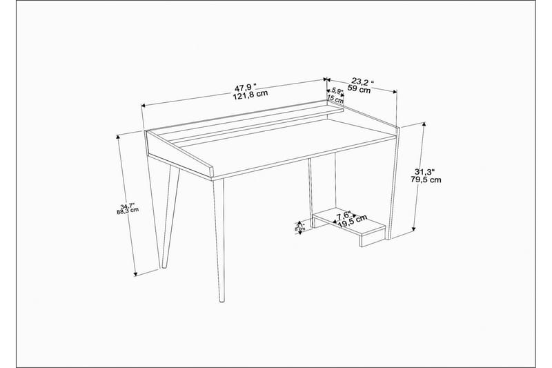 Kirjoituspöytä Zakkum 59x88,3x121,8 cm Säilytyksellä - Musta - Tietokonepöytä
 - Kirjoituspöytä