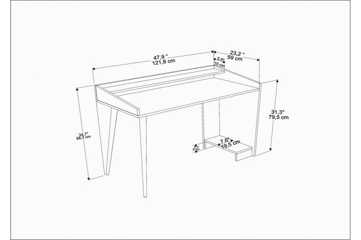 Kirjoituspöytä Zakkum 59x88,3x121,8 cm Säilytyksellä - Musta - Tietokonepöytä
 - Kirjoituspöytä