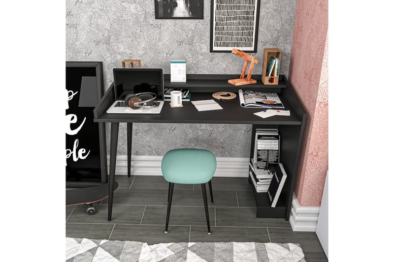 Kirjoituspöytä Zakkum 59x88,3x121,8 cm Säilytyksellä - Musta - Huonekalut - Pöytä & ruokailuryhmä - Työpöytä - Kirjoituspöytä