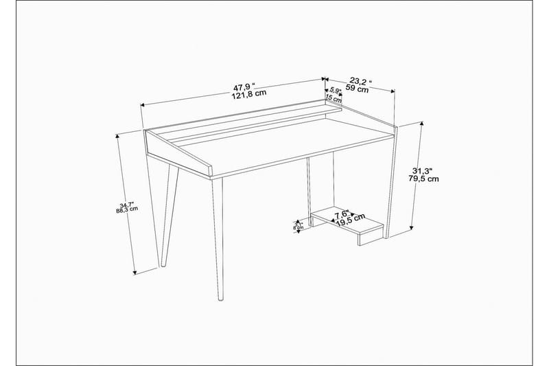 Kirjoituspöytä Zakkum 59x88,3x121,8 cm Säilytyksellä - Ruskea - Huonekalut - Pöytä & ruokailuryhmä - Työpöytä - Kirjoituspöytä