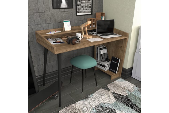 Kirjoituspöytä Zakkum 59x88,3x121,8 cm Säilytyksellä - Ruskea - Tietokonepöytä
 - Kirjoitusp�öytä