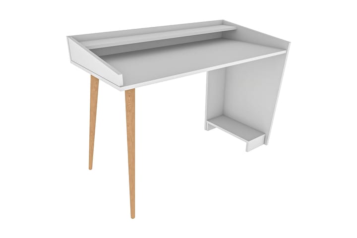 Kirjoituspöytä Zakkum 59x88,3x121,8 cm Säilytyksellä - Valkoinen - Kirjoituspöytä - Tietokonepöytä