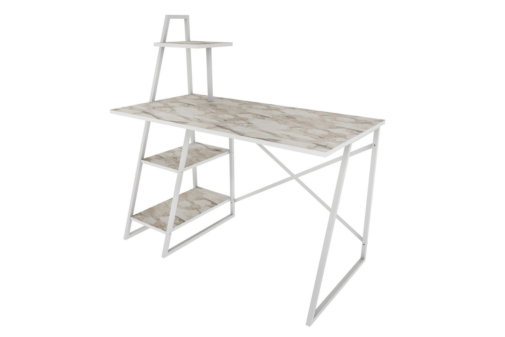 Kirjoituspöytä Zakkum 60x120x120 cm Säilytyksellä - Valkoinen - Huonekalut - Pöytä & ruokailuryhmä - Työpöytä
 - Kirjoituspöytä