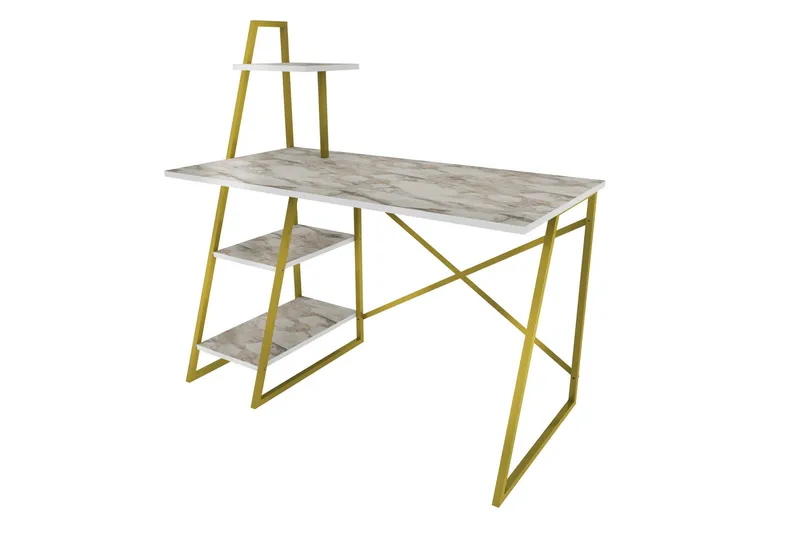 Kirjoituspöytä Zakkum 60x120x120 cm Säilytyksellä, Valkoinen