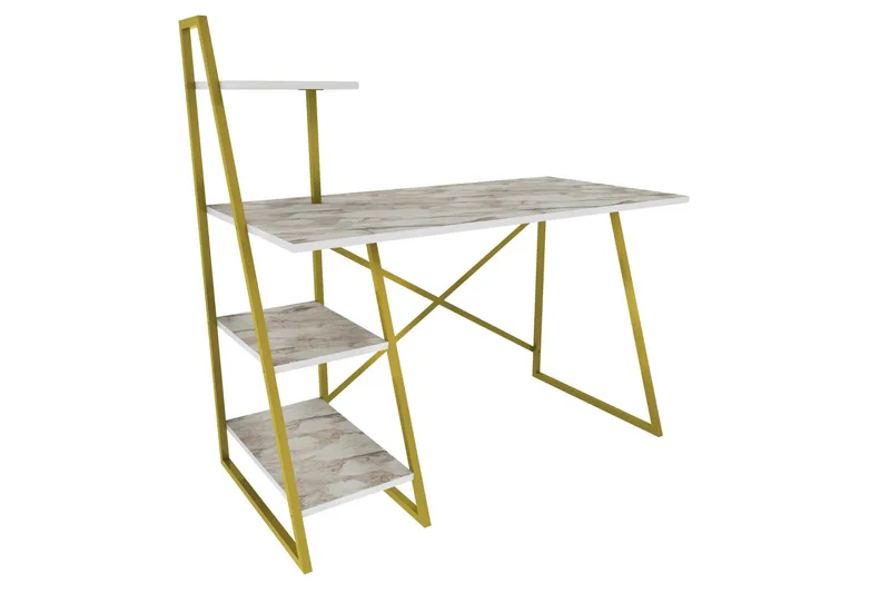 Kirjoituspöytä Zakkum 60x120x120 cm Säilytyksellä - Valkoinen - Huonekalut - Pöytä & ruokailuryhmä - Työpöytä
 - Kirjoituspöytä