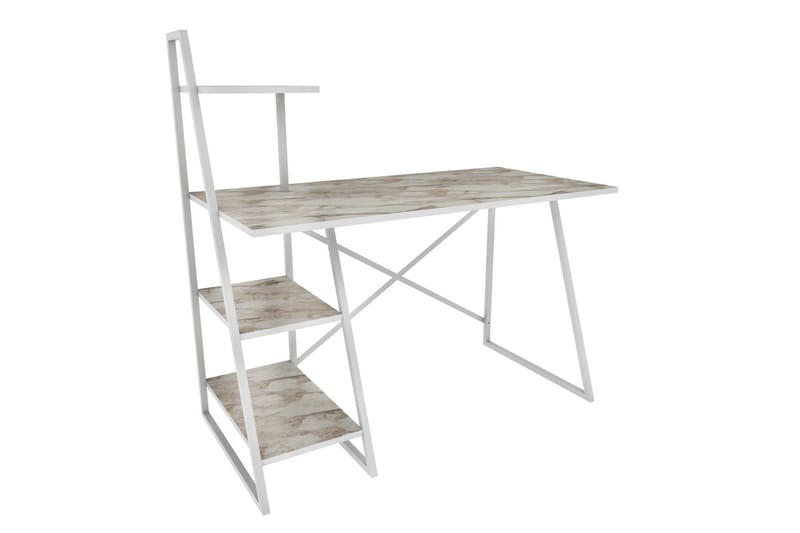 Kirjoituspöytä Zakkum 60x120x120 cm Säilytyksellä, Valkoinen