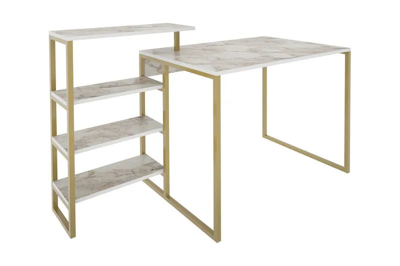 Kirjoituspöytä Zakkum 60x76,8x133 cm Säilytyksellä - Kulta - Huonekalut - Pöytä & ruokailuryhmä - Työpöytä
 - Kirjoituspöytä