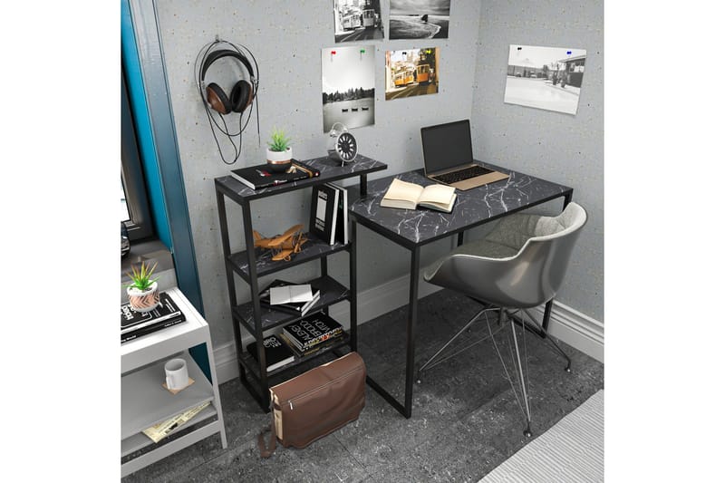 Kirjoituspöytä Zakkum 60x76,8x133 cm Säilytyksellä - Musta - Huonekalut - Pöytä & ruokailuryhmä - Työpöytä
 - Kirjoituspöytä