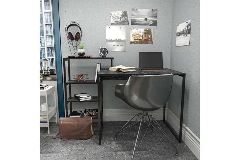 Kirjoituspöytä Zakkum 60x76,8x133 cm Säilytyksellä - Musta - Huonekalut - Pöytä & ruokailuryhmä - Työpöytä - Kirjoituspöytä