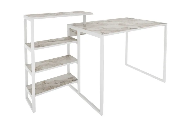 Kirjoituspöytä Zakkum 60x76,8x133 cm Säilytyksellä - Valkoinen - Huonekalut - Pöytä & ruokailuryhmä - Työpöytä
 - Kirjoituspöytä