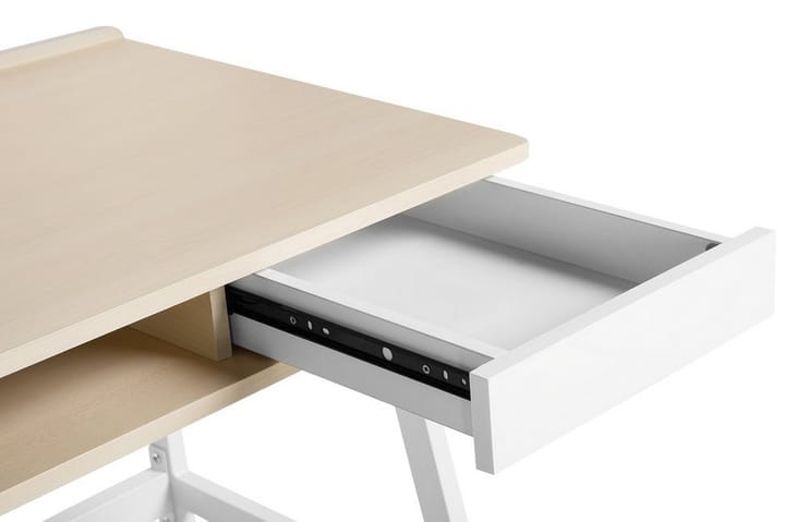 Kirjoituspöytä PaKehysaribo 100 cm Säilytyksellä - Valkoinen/Vaaleanruskea - Tietokonepöytä
 - Kirjoituspöytä