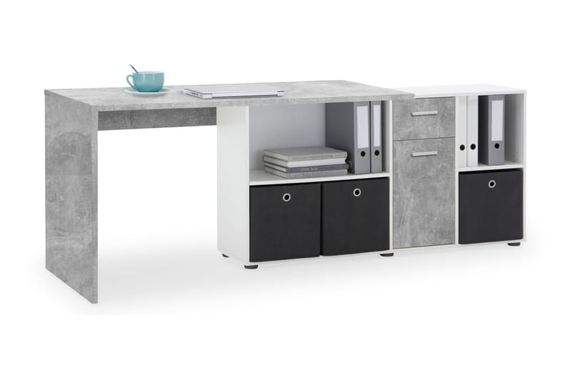 Kirjoituspöytä Elaisa 136 cm säädettävällä hyllyllä - Betoni - Huonekalut - Pöytä & ruokailuryhmä - Työpöytä
 - Kirjoituspöytä - Kulmakirjoituspöytä