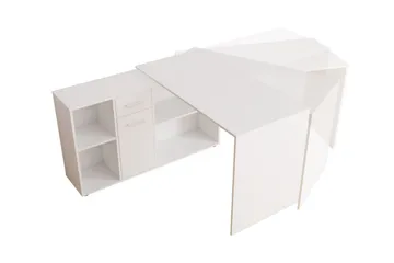 Kulmakirjoituspöytä Arminon 120 cm Säilytyksellä - Valkoinen/Beige - Huonekalut - Pöytä & ruokailuryhmä - Työpöytä - Kirjoituspöytä - Kulmakirjoituspöytä