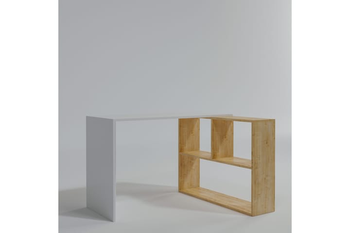 Kulmakirjoituspöytä Canstein 120 cm Säilytyksellä Hyllyt - Luonnonväri/Valkoinen - Kulmakirjoituspöytä