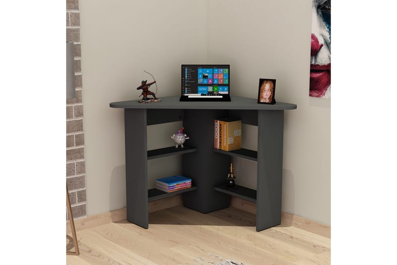 Kulmakirjoituspöytä Cornera 80 cm Säilytyksellä Hyllyt - Antrasiitti - Huonekalut - Pöytä & ruokailuryhmä - Työpöytä - Kirjoituspöytä - Kulmakirjoituspöytä