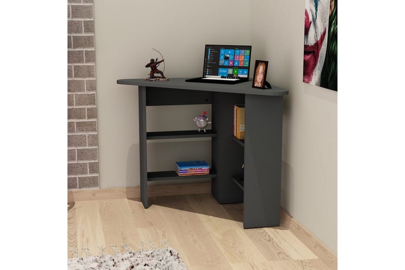 Kulmakirjoituspöytä Cornera 80 cm Säilytyksellä Hyllyt - Antrasiitti - Huonekalut - Pöytä & ruokailuryhmä - Työpöytä - Kirjoituspöytä - Kulmakirjoituspöytä