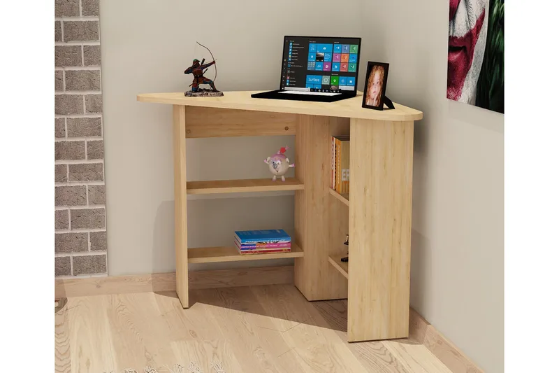 Kulmakirjoituspöytä Cornera 80 cm Säilytyksellä Hyllyt - Luonnonväri - Huonekalut - Pöytä & ruokailuryhmä - Työpöytä - Kirjoituspöytä - Kulmakirjoituspöytä