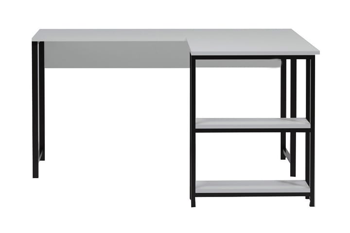 Kulmakirjoituspöytä Kocaeli 140 cm Säilytyksellä Hyllyt - Valkoinen/Musta - Kulmakirjoituspöytä