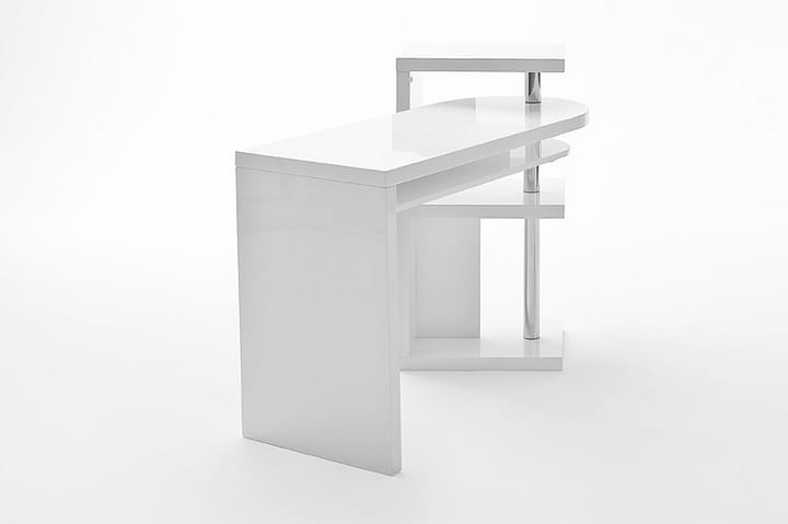 Kulmakirjoituspöytä Nellestad 145 cm Säilytyksellä Hyllyt - Valkoinen Korkeakiilto/Metalli - Kulmakirjoituspöytä