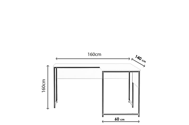 Kulmakirjoituspöytä Tasarima 160 cm - Luonnonväri/Musta - Kulmakirjoituspöytä