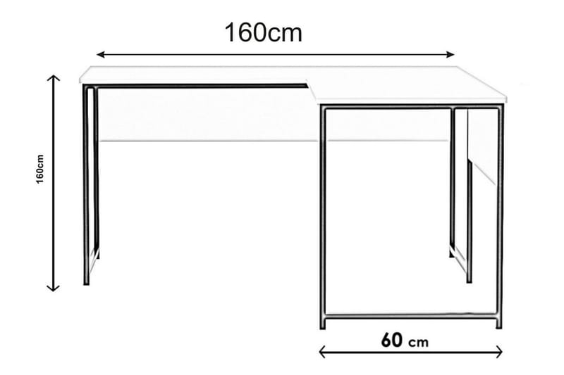 Kulmakirjoituspöytä Tasarima 160 cm - Valkoinen/Musta - Kulmakirjoituspöytä