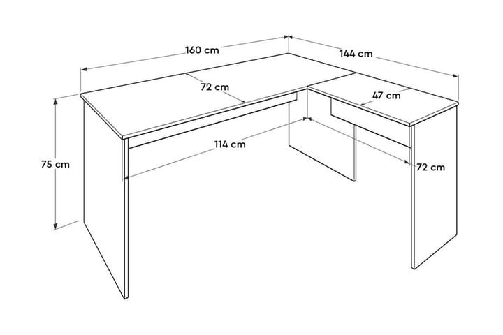 Kulmakirjoituspöytä Mazirbe 114 cm - Luonnonväri - Tietokonepöytä
 - Kirjoituspöytä