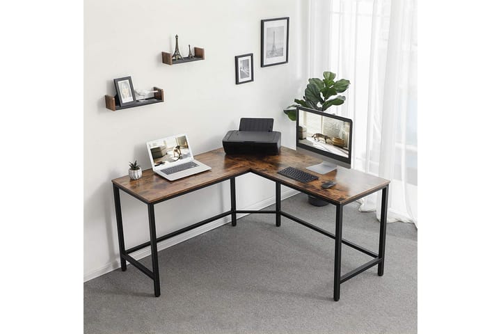 Tietokonepöytä L-muoto Ruskea - Tammi - Kulmakirjoituspöytä