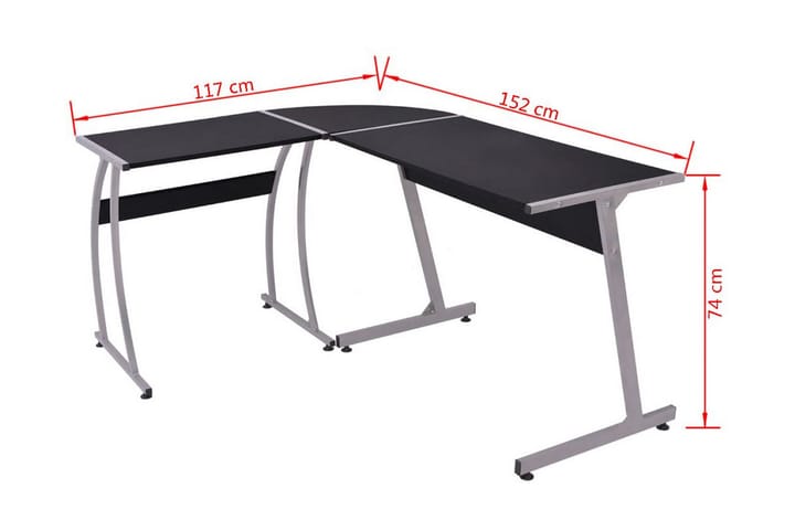 Kulmapöytä L-muoto musta - Musta - Tietokonepöytä
 - Kirjoituspöytä