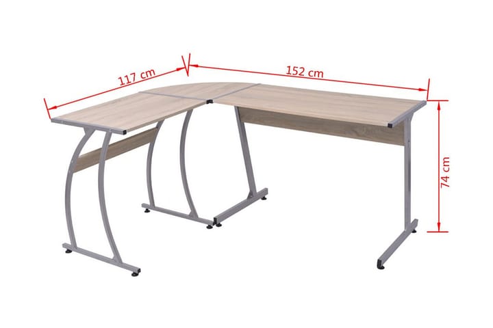 Kulmapöytä L-muoto Tammi - Ruskea - Tietokonepöytä
 - Kirjoituspöytä