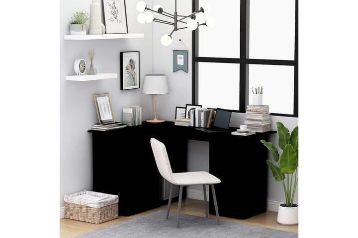 Kulmapöytä musta 145x100x76 cm lastulevy - Musta - Tietokonepöytä
 - Kirjoituspöytä