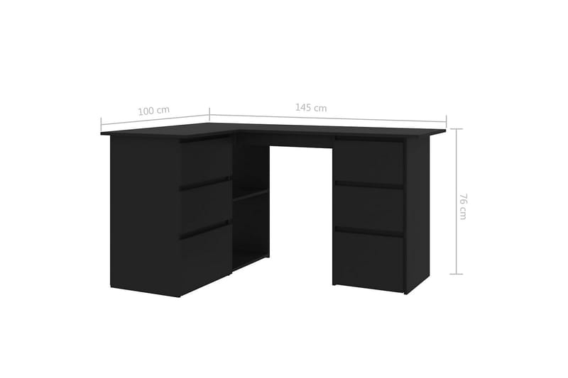 Kulmapöytä musta 145x100x76 cm lastulevy - Musta - Huonekalut - Pöytä & ruokailuryhmä - Työpöytä
 - Kirjoituspöytä