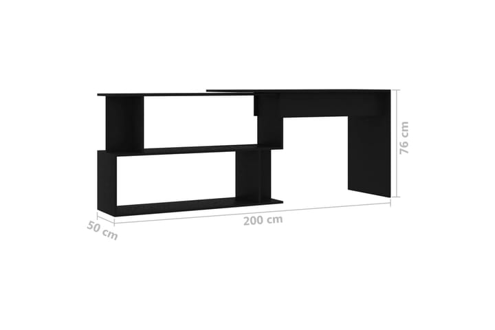 Kulmapöytä musta 200x50x76 cm lastulevy - Musta - Tietokonepöytä
 - Kirjoituspöytä