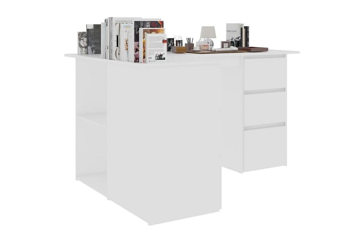 Kulmapöytä valkoinen 145x100x76 cm lastulevy - Valkoinen - Tietokonepöytä
 - Kirjoituspöytä