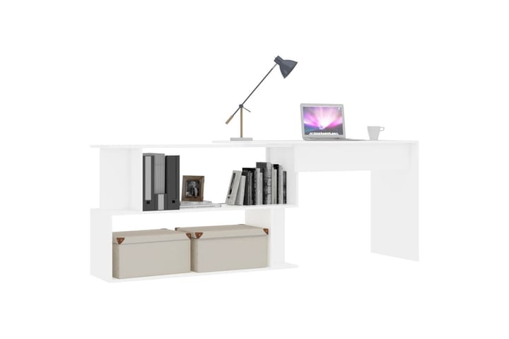 Kulmapöytä valkoinen 200x50x76 cm lastulevy - Valkoinen - Tietokonepöytä
 - Kirjoituspöytä
