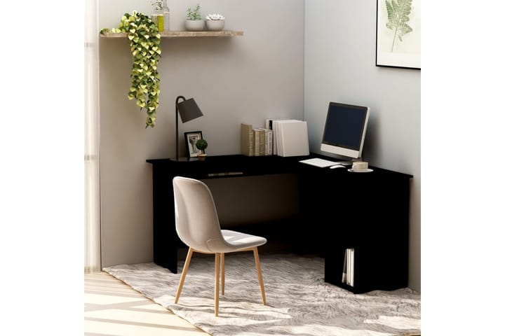 L-muotoinen kulmapöytä musta 120x140x75 cm lastulevy - Musta - Tietokonepöytä
 - Kirjoituspöytä