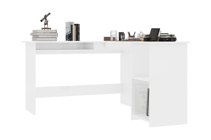 L-muotoinen kulmapöytä valkoinen 120x140x75 cm lastulevy - Valkoinen - Tietokonepöytä
 - Kirjoituspöytä