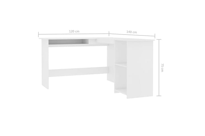L-muotoinen kulmapöytä valkoinen 120x140x75 cm lastulevy - Valkoinen - Tietokonepöytä
 - Kirjoituspöytä