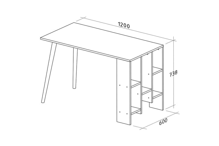 Kirjoituspöytä Lagomood Vito 120 cm Säilytyksellä Hyllyt - Luonnonväri/Valkoinen - Tietokonepöytä
 - Kirjoituspöytä