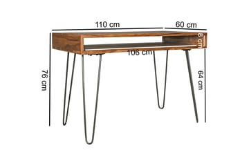 Langner kirjoituspöytä 110 cm, säilytyshyllyllä - Massiivipuu/Musta - Huonekalut - Pöytä & ruokailuryhmä - Työpöytä - Kirjoituspöytä