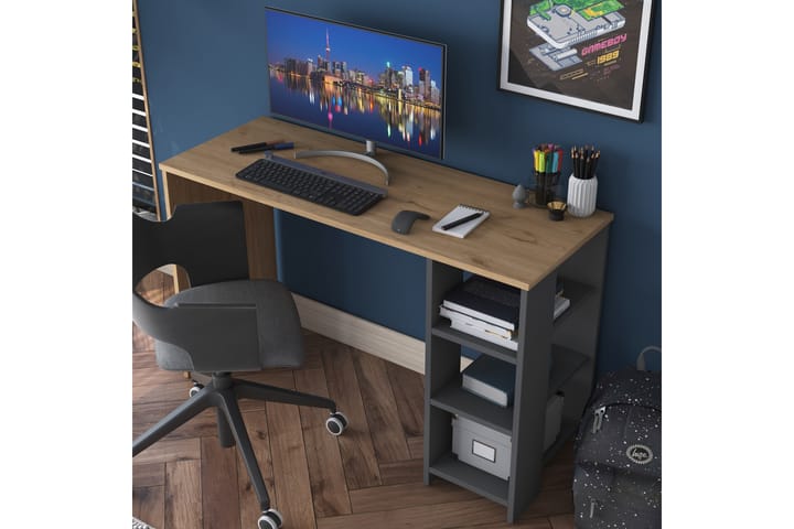 Kirjoituspöytä Makrud 120 cm - Pähkinä/Antrasiitti - Tietokonepöytä
 - Kirjoituspöytä