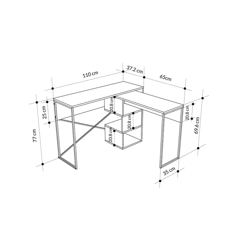 Menora Kirjoituspöytä 110 cm - Tammi - Huonekalut - Pöytä & ruokailuryhmä - Työpöytä - Kirjoituspöytä - Kulmakirjoituspöytä