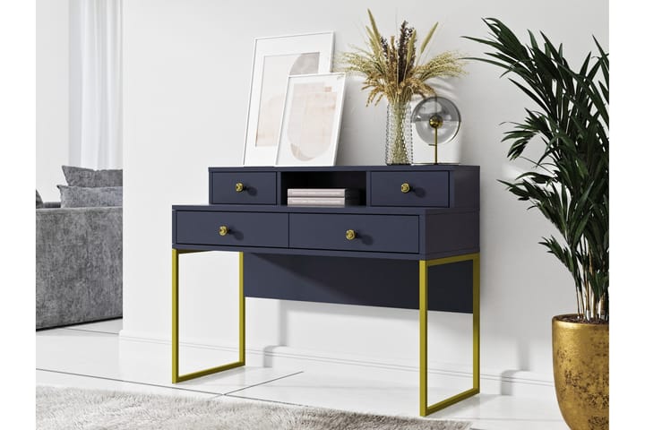 Kirjoituspöytä Millevi 120 cm - Sininen/Kulta - Tietokonepöytä
 - Kirjoituspöytä