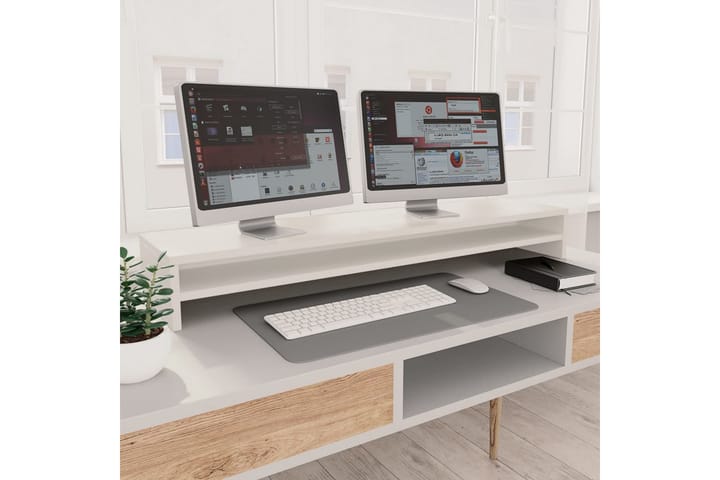 Näyttökoroke valkoinen 100x24x13 cm lastulevy - Valkoinen - Tietokonepöytä
 - Kirjoituspöytä