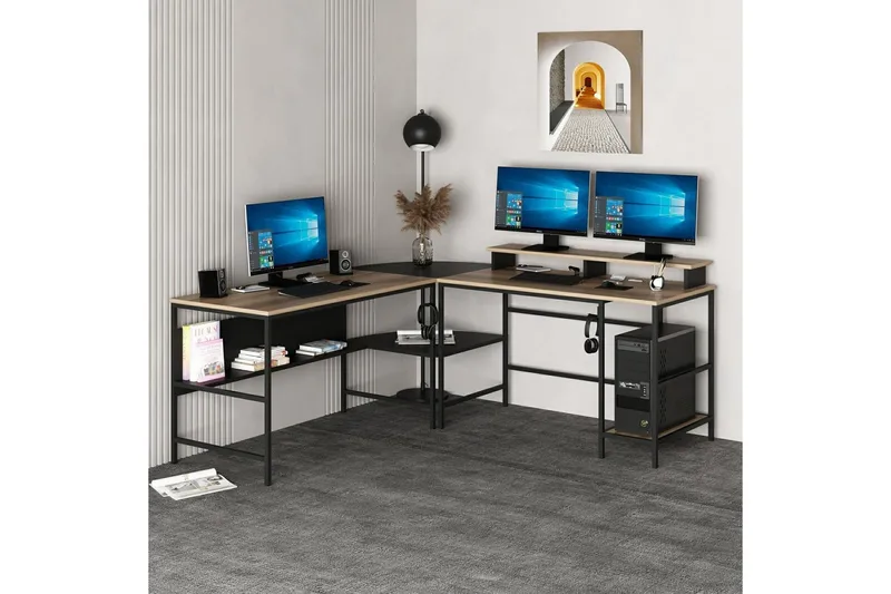 Nafe Kulmakirjoituspöytä - Kulta/Musta - Huonekalut - Pöytä & ruokailuryhmä - Työpöytä - Kirjoituspöytä - Kulmakirjoituspöytä