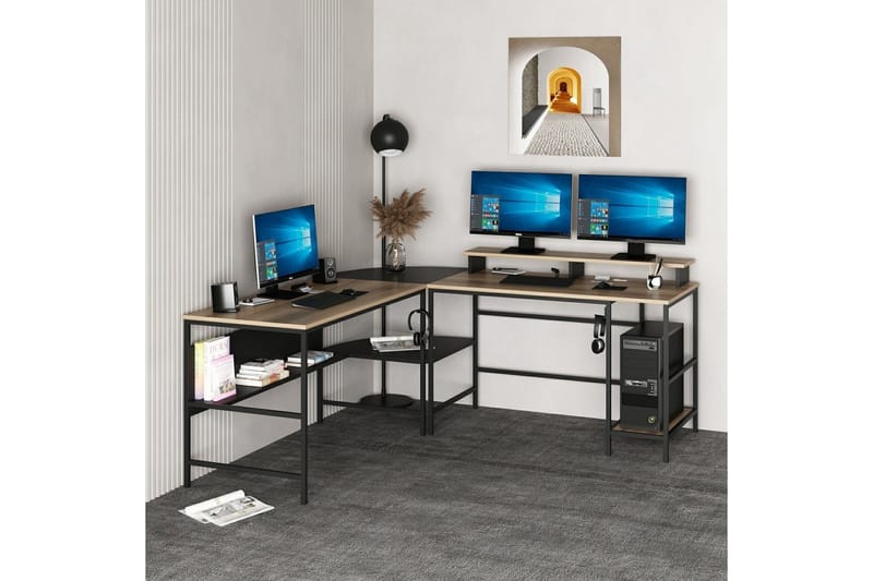 Nafe Kulmakirjoituspöytä - Kulta/Musta - Huonekalut - Pöytä & ruokailuryhmä - Työpöytä - Kirjoituspöytä - Kulmakirjoituspöytä