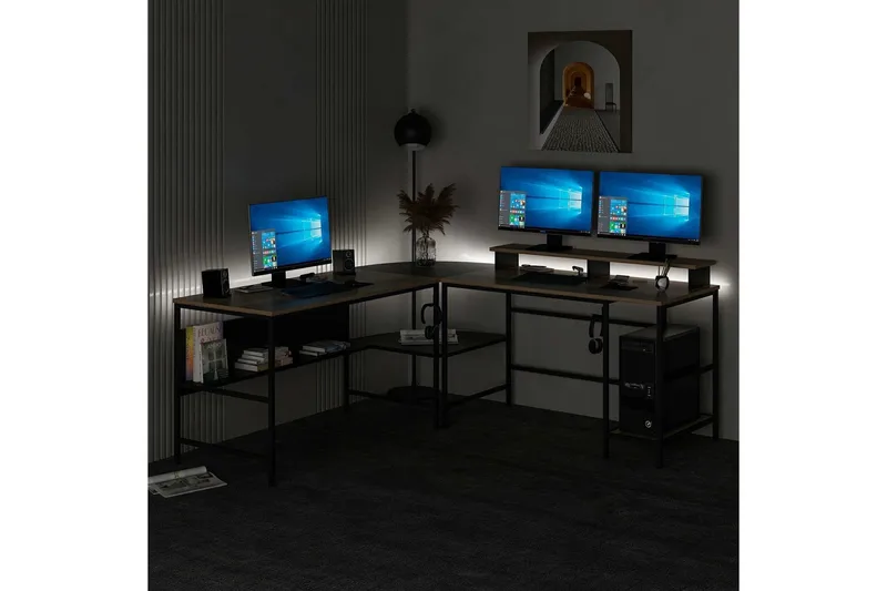 Nafe Kulmakirjoituspöytä - Kulta/Musta - Huonekalut - Pöytä & ruokailuryhmä - Työpöytä - Kirjoituspöytä - Kulmakirjoituspöytä