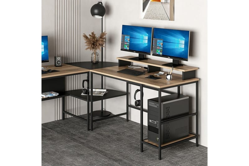 Nafe Kulmakirjoituspöytä - Kulta/Musta - Huonekalut - Pöytä & ruokailuryhmä - Työpöytä - Kirjoituspöytä - Kulmakirjoituspöytä