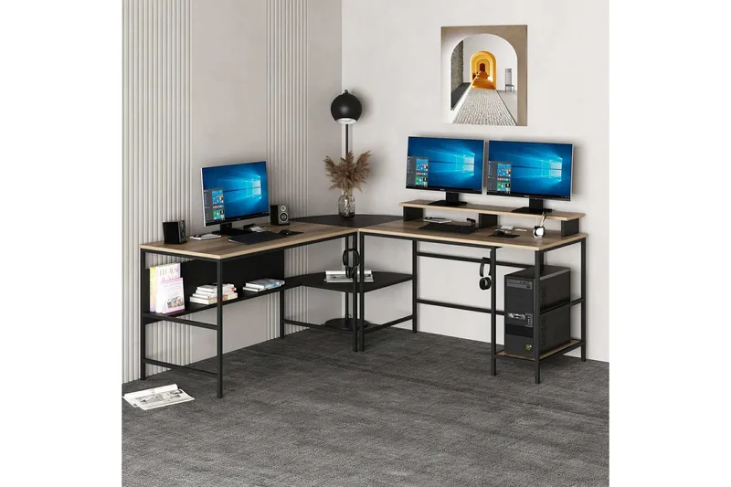 Nafe Kulmakirjoituspöytä - Kulta/Musta - Huonekalut - Pöytä & ruokailuryhmä - Työpöytä - Kirjoituspöytä - Kulmakirjoituspöytä